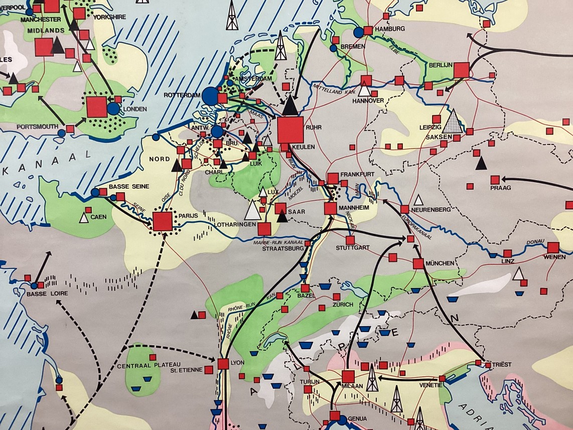 Oude wereldkaart van West-Europa detail2