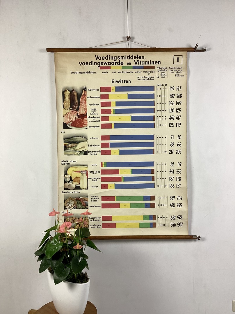 Muurkaart van Voedingsmiddelen, voedingswaarde en vitaminen detail1